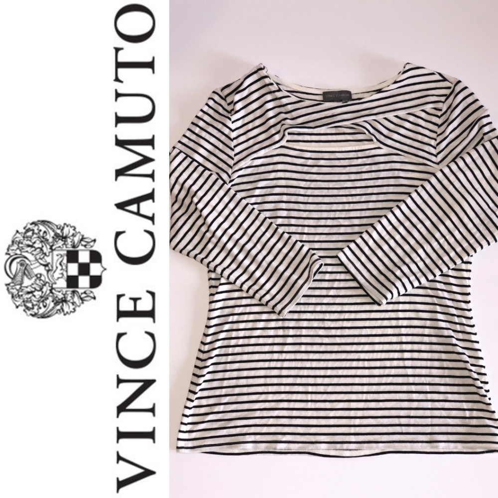 Vince Camuto Black and White Striped Shirt